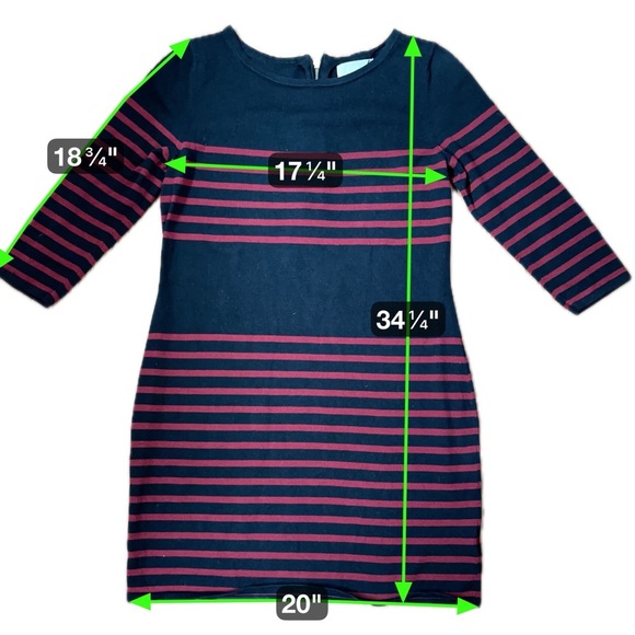 Michael Kors Black Red Striped Knit Sheath Dress Size L - Picture 9 of 14